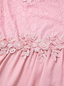 Ellevyn Blush Pink,Autumn,Elegant,Formal,Wedding Ninang Plus Size Lace-Trimmed A-Line Dress,High Low Hem Retro Party Gown For Women's Clothing - Pink - View 4