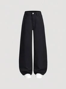 SHEIN ChillGRL 2pcs/Set Girls' All-Match Versatile Straight Leg Wide Leg Jeans Fall Winter - Multicolor - View 7