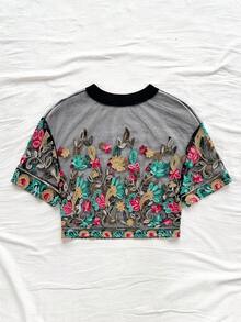 Soleia 女士休闲、度假、海滩、婚礼宾客、毕业典礼、早午餐、圣帕特里克节、春假、复活节、音乐节优雅波西米亚热带性感薄纱花卉衬衫，春夏款 - 白色 - 查看 2