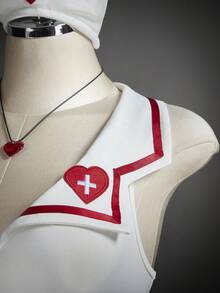 SHEIN ICON Bộ đồ liền thân chủ đề y tá gợi cảm dành cho nữ - trắng - Xem 5