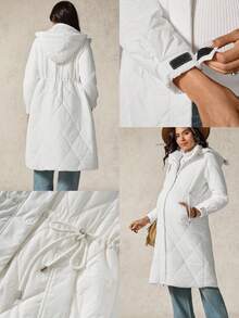 Boho Mama Maternity Solid Color Long Sleeve Hooded Padded Coat