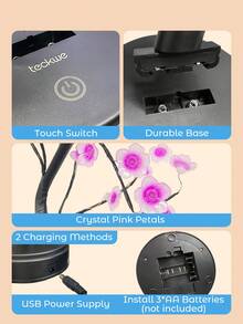 1 件 19.6 英寸樱花盆景树灯，36/108 LED 仙女灯，电池和 USB 供电两用，台灯，装饰灯，现代家居装饰，生日礼物（粉色） - 黃色 - 查看 8