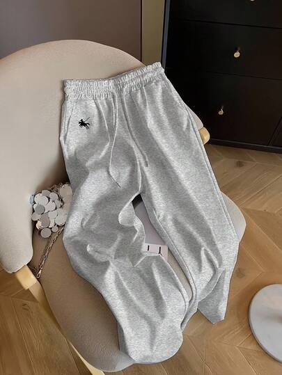 Airaco 大码女式休闲抽绳松紧腰直筒阔腿裤，适合通勤和运动