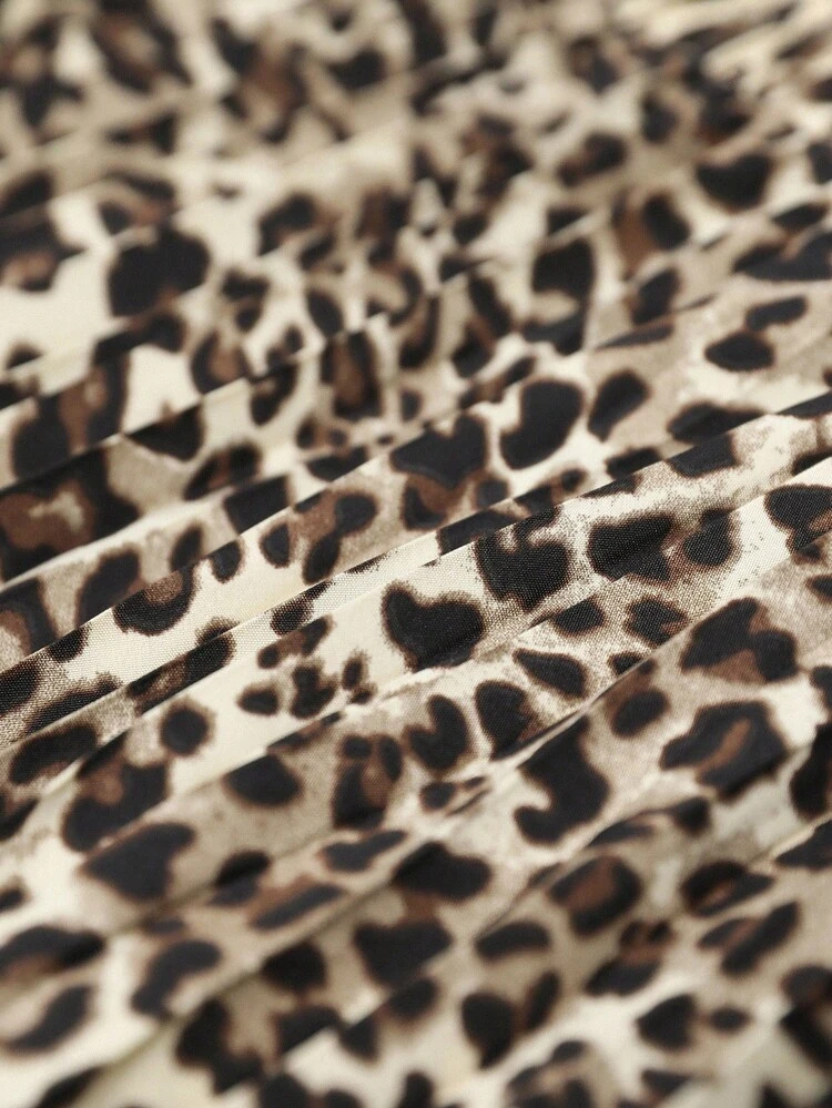 Women's Solid Color Belted Jacket, Leopard Print Pleated Skirt Suit Blazer Skirt Set Blazer Set Women Leopard Skirt Suit Fall Clothes For Women Cheetah Print Skirt Cheetah Skirt Outfit Going Out Outfit Chic Women's Set Office Outfits For Women