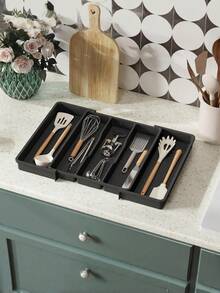 1 chiếc khay đựng dao nĩa có thể mở rộng, điều chỉnh được, dùng để chia ngăn kéo nhà bếp, đựng dụng cụ ăn uống, dao nĩa, thìa. - Một kích thước phù hợp với tất cả - Xem 11