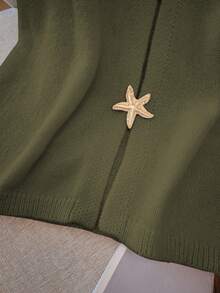 GlowEve CURVE Chaleco de punto con botones de estrella de mar de unicolor informal de talla grande - Verde Oscuro - Ver 3
