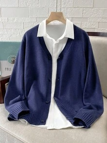 SHEIN 青少年男孩V领针织开衫