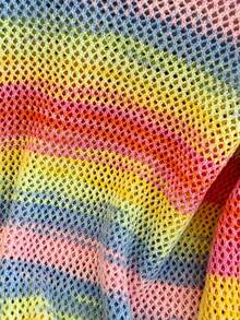 GlowEve Women's Casual Colorful Striped Hollow-Out Knit Sweater, Spring/Autumn - Butter Yellow - View 6