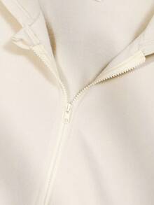 SHEIN Chaqueta para adolescentes, chaqueta de sudadera con lazo de unicolor y estilo de moda, tela de felpa cómoda, ajuste holgado medio, diseño de manga elegante, estilo juvenil y enérgico, adecuado para volver a la escuela o uso casual al aire libre - Albaricoque - Ver 4