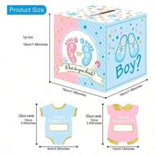 51pcs, Gender Reveal Ballot Box With 50 Ballot Cards BabyShower Decorations Party Invitations And Voting Game Gender Reveal Party Supplies (Pink, Blue) - Includes 1 Box And 50 Cards