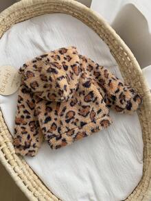 SHEIN Neonata Giacca Spessa con Cappuccio, Colore Solido, Motivo a Cuore Soffice, Autunno/Inverno