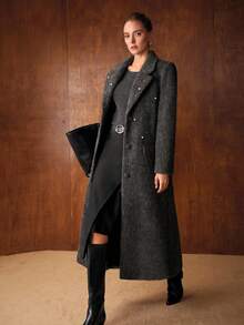 MOTF PREMIUM FAUX PEARL DETAIL BUTTON UP OVERCOAT - Dark Grey - View 7