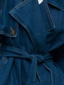 Nöista Áo khoác denim thắt lưng với ve áo rộng, eo thắt và túi tiện dụng; Hoàn hảo cho phong cách đi chơi, ngày lễ và Giáng sinh - Màu xanh lam - Xem 13