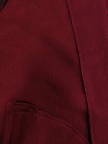 Manfinity Campus Court Aesthetic Post--Men's Autumn Letter Print Contrast Color Single-Breasted Drawstring Hooded Long Sleeve Jacket - Burgundy - View 6