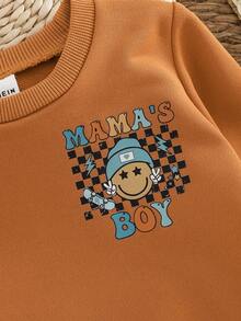 SHEIN 1件幼童男孩「MAMA'S BOY」圖案套頭上衣（不含鞋子），兒童秋冬休閒街頭風服飾 - 彩色 - 查看 4