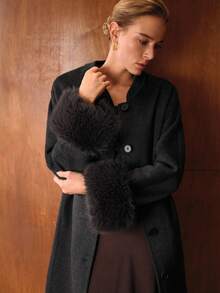 MOTF PREMIUM ABRIGO DE LANA CON CINTURÓN Y BOTONES PARA OTOÑO E INVIERNO - Gris - Ver 7