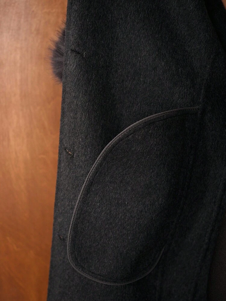 WOOL BELTED BUTTON UP OVERCOAT FOR AUTUMN & WINTER