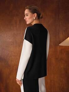 MOTF PREMIUM TWO TONE DROP SHOULDER OVERSIZE SWEATER