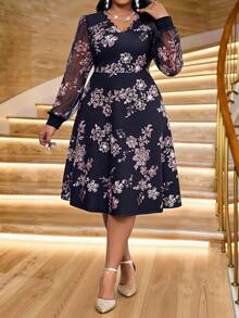 Fleurora 春夏优雅派对鸡尾酒会音乐会/音乐节彩色编织圆领舞会礼服，连体袖长短袖大码连衣裙，生日及活动礼服，节日大码夏季服装，女装，夏季节日服装，女士节日服装，女士夏季服装，女士夏季服装，女士夏季连衣裙，女士太阳裙 - 彩色 - 查看 4