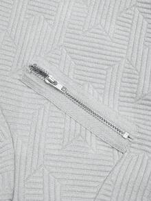 GlowEve 翻领纹理面料拉链休闲机车夹克 - 灰色 - 查看 9