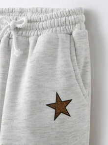 Maija Kids Maija Kids 少女星星印花口袋休闲慢跑裤 - 淺灰色 - 查看 6