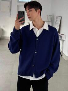 SHEIN 青少年男孩V领针织开衫