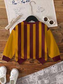 SCOOBY-DOO X SHEIN Felpa girocollo a maniche lunghe da ragazzo con motivi a righe e cartoni animati, in stile color block - Bianco - Visualizzare 2