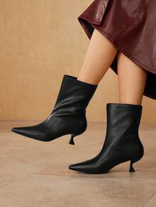 MOTF Giày bốt cao đến đầu gối, cổ cao, dáng thẳng, ôm chân dành cho nữ - màu đen - Xem 7