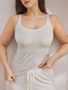 Ocili Plus Size Women All-Match Versatile Casual Camisole Top - Light Grey - View 3