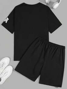 RueChic Men Cottonline Letter Printed Regular T-Shirt Set - Black - View 2