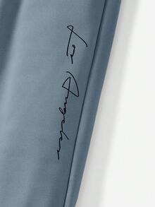 SHEIN Young Boy Letter Graphic Pullover & Sweatpants