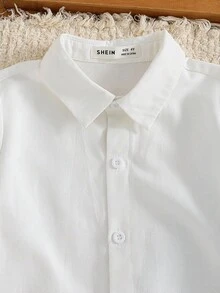 Blossori Young Girls' French Elegant Woven Black Shirt/Khaki Pants Set, Spring/Summer - Mint Blue - View 3