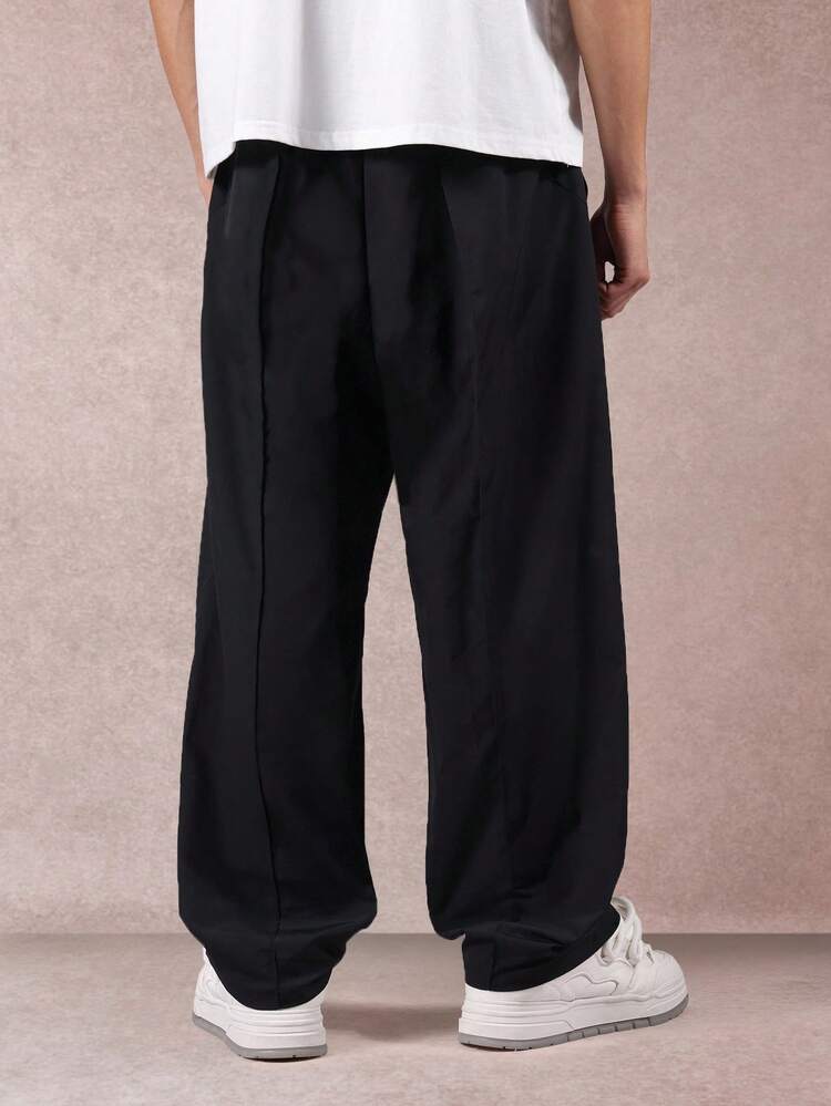 Wide Leg Loose Fit Trousers With Pleated Front