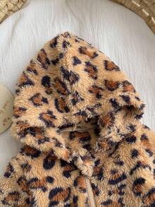 SHEIN Neonata Giacca Spessa con Cappuccio, Colore Solido, Motivo a Cuore Soffice, Autunno/Inverno