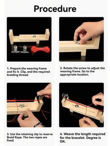 便携式织布机 - 木制工艺架，配有可调节夹子、DIY 绳索和珠子制作套件