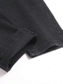 Manfinity LEGND Quần jean bó màu đen đính đá thời trang đường phố thường ngày dành cho nam - Màu xám đen - Xem 3