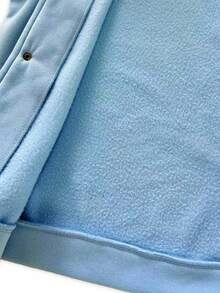 Young Boy Casual Letter Patch Button-Up Jacket And Pants Set, Autumn Fall Winter - Blue - View 8