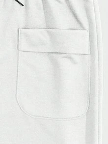 RueChic Men 2pcs Pack Cargo Pockets Drawstring Waist Regular Shorts - Black and White - View 4