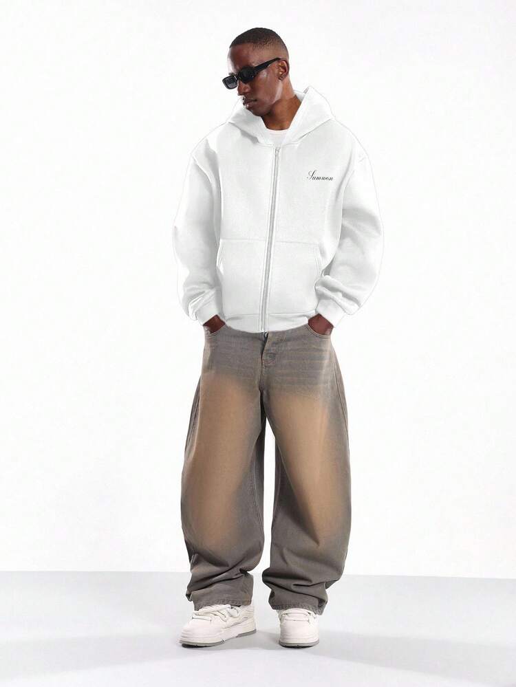 Oversized Zip Up Hoodie With Front Logo