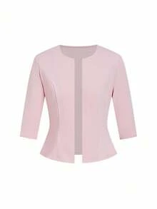 Ellevyn 2 件套女士优雅花卉印花紧身连衣裙和粉色中袖针织开衫套装，适合约会、通勤和日常穿着 - 粉色 - 查看 9