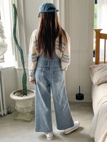 Dazy Kids 女童牛仔背带裤和连体裤，秋季服装 - 藍色 - 查看 7