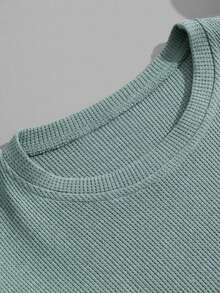 RueChic Men Waffle Fabric Patched Regular T-Shirt Set - Mint Green - View 3