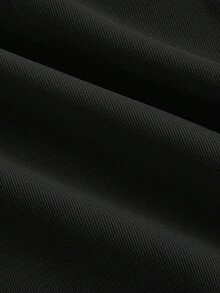 SHEIN MOD 加大码黑色优雅百搭无袖亚麻系带短款防风背心，搭配高腰阔腿裤，两件套，秋冬必备 - 黑色 - 查看 10