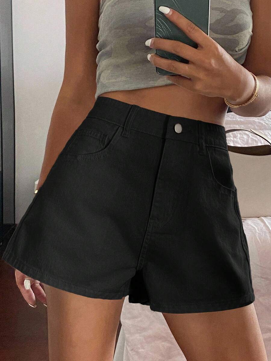 DAZY Women's Loose Casual Black Denim Shorts, Summer New Arrival - Black - View 1