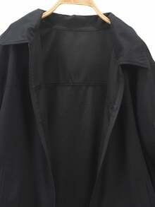 Manfinity Homme 男士休闲纯色袖拉链口袋轻薄夹克，秋季男士棕色夹克，男士休闲夹克，男士轻薄夹克，棕色拉链夹克，男士棕色夹克，男士秋季夹克，秋季男士上衣，长袖咖啡棕色 - 黑色 - 查看 8