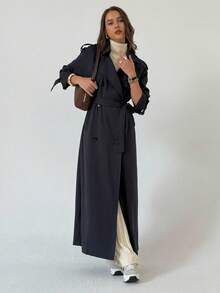 Aloruh Casual Fashion Versatile Commuting Minimalist Women Trench Coats In Fall/Winter - Black - View 10