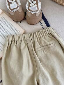 SHEIN LMoss Kids 女婴卡其色宽松哈伦裤 - 卡其色 - 查看 5
