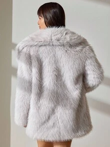 CLARA VERO Women's Long Faux Fur Coat – Elegant Plush Winter Overcoat