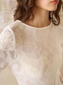 INAWLY Body de mujer con estampado sólido y floral transparente, pieza elegante y sexy para capas - Blanco - Ver 8