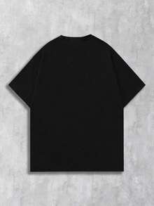 ROMWE MEN Street Life Camiseta casual de hombre con estampado de lema de dibujos animados, verano